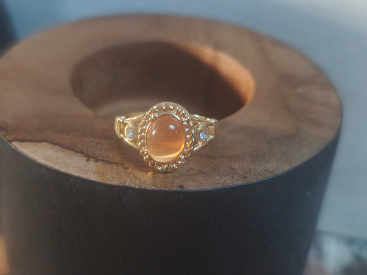 Bague Galina - chevalière, oeil de chat et oxydes de zirconium