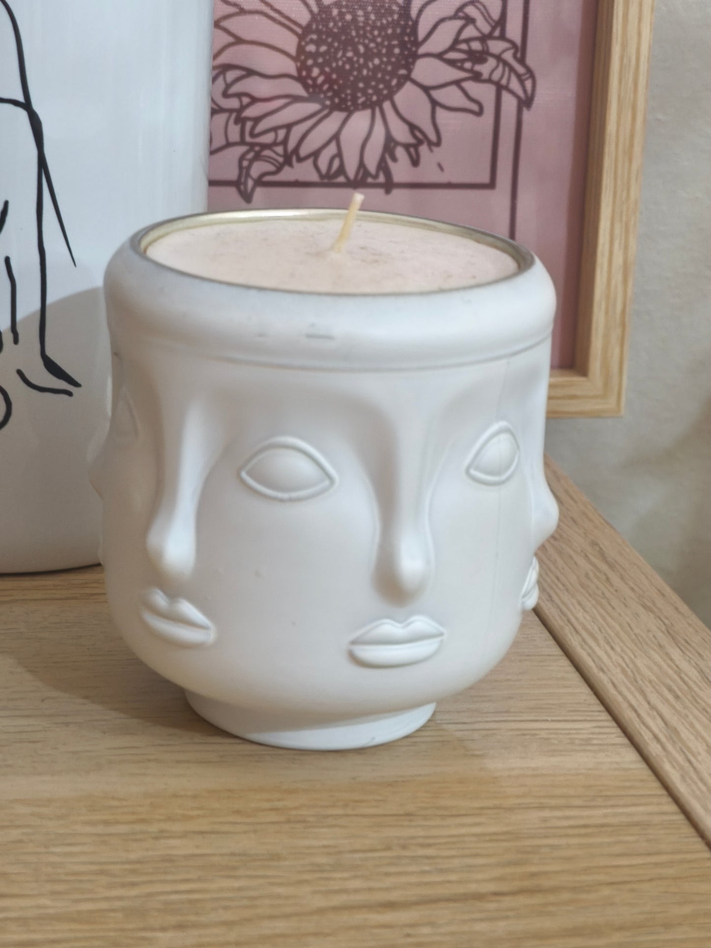 Bougie Bouddha intérieur blanc taille moyenne