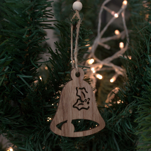 Lot de 3 Décorations Artisanales de Noël en Bois - Cloche