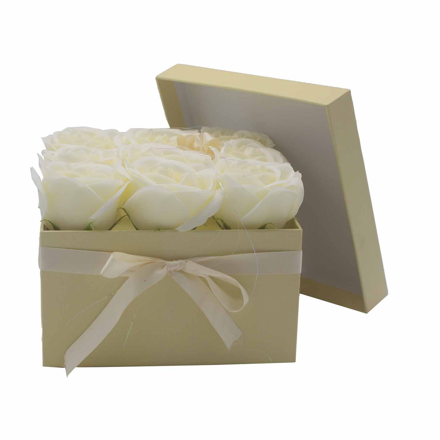 Bouquet de fleurs de savon - Roses blanches - Carré