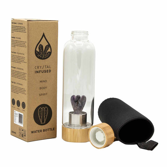 Glass Water Bottle - Relaxing Amethyst - Angel 