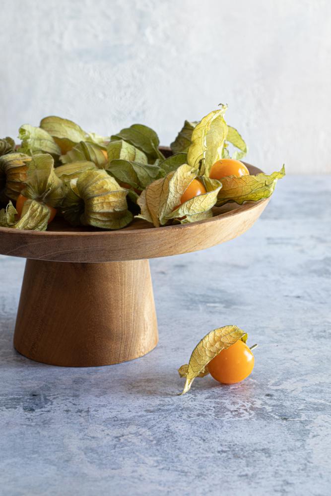 Plat à gâteau en teck