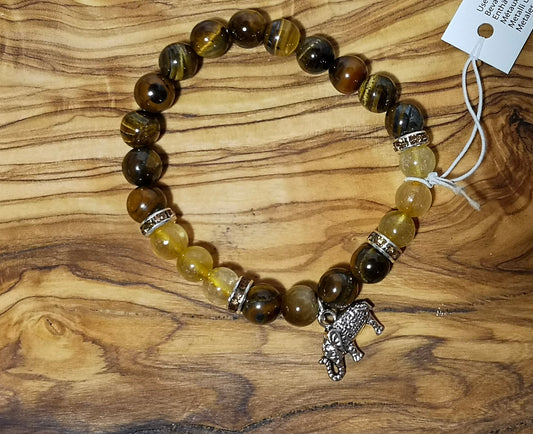 Bracelet oeil de tigre et Quartz rutile