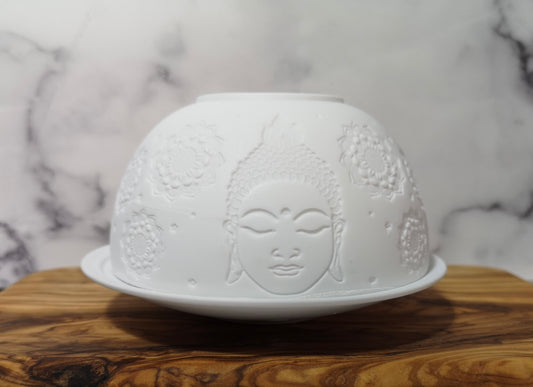 Lithophanie / Photophore blanc - Bouddha