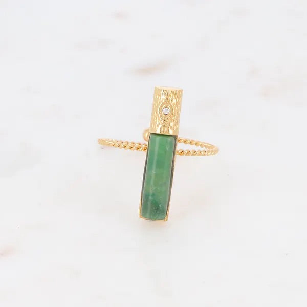 Bague Cyle dorée jaspe vert