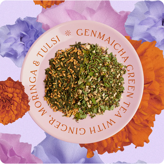 THÉ AYURVÉDIQUE aux plantes - Énergie - Genmaicha gingembre moringa & tulsi