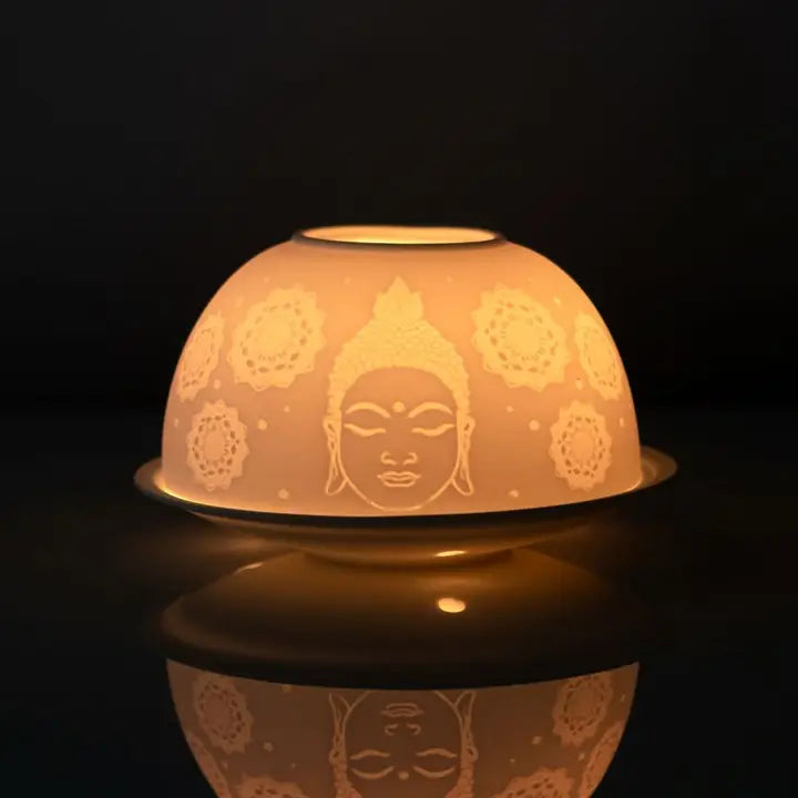 Lithophanie / Photophore blanc - Bouddha